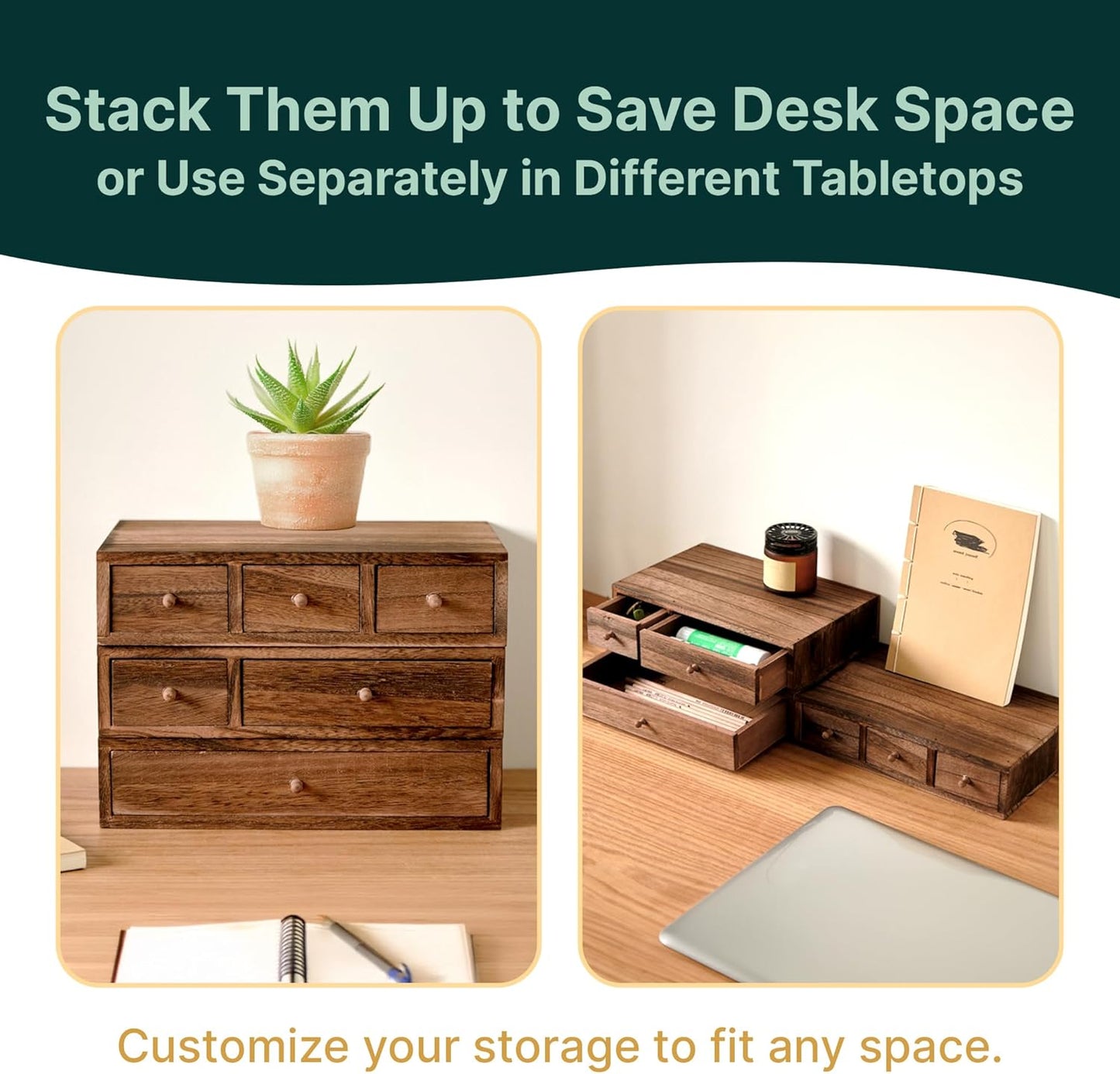3-Piece Desktop Apothecary-Style Storage with 6 Drawers for Crafts, Sewing & Stationery