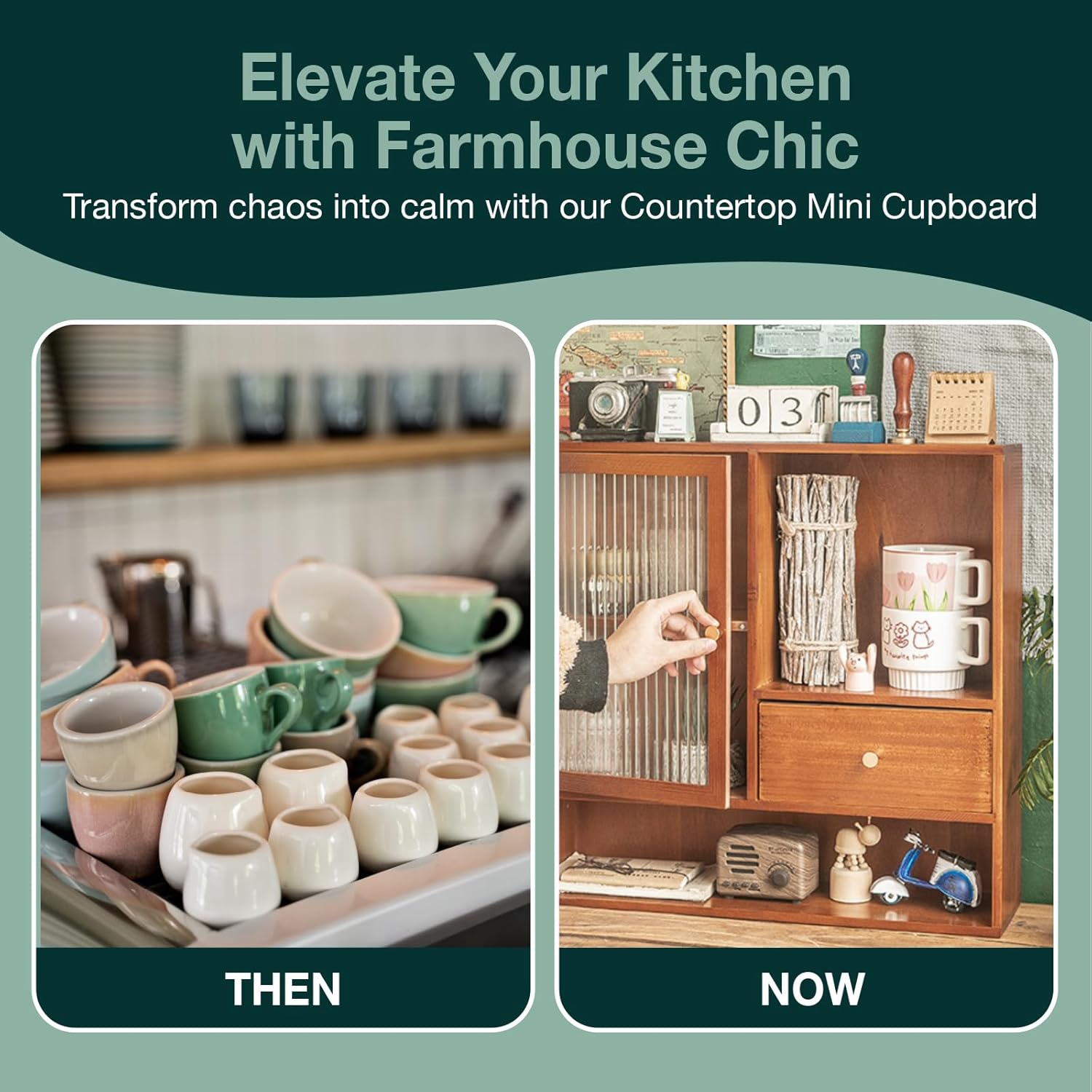 Load image into Gallery viewer, Farmhouse Mini Kitchen Cupboard with Spice Rack