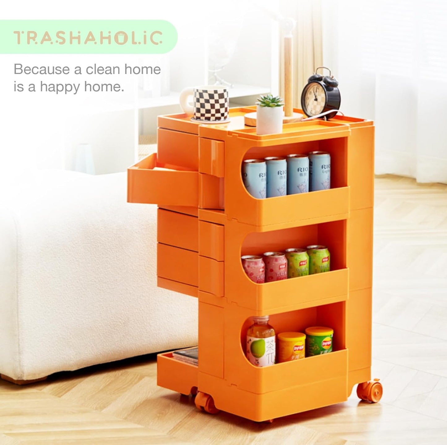 Home Storage Cart I Rolling Wheels 4 Pull Out Drawers I Professional Designer Salon Supply Caddy