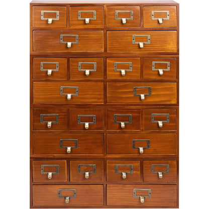 4-Piece Retro Slim Desktop Cabinet Set - Classic Brown Wood, 6 Drawers Each, Fully Assembled