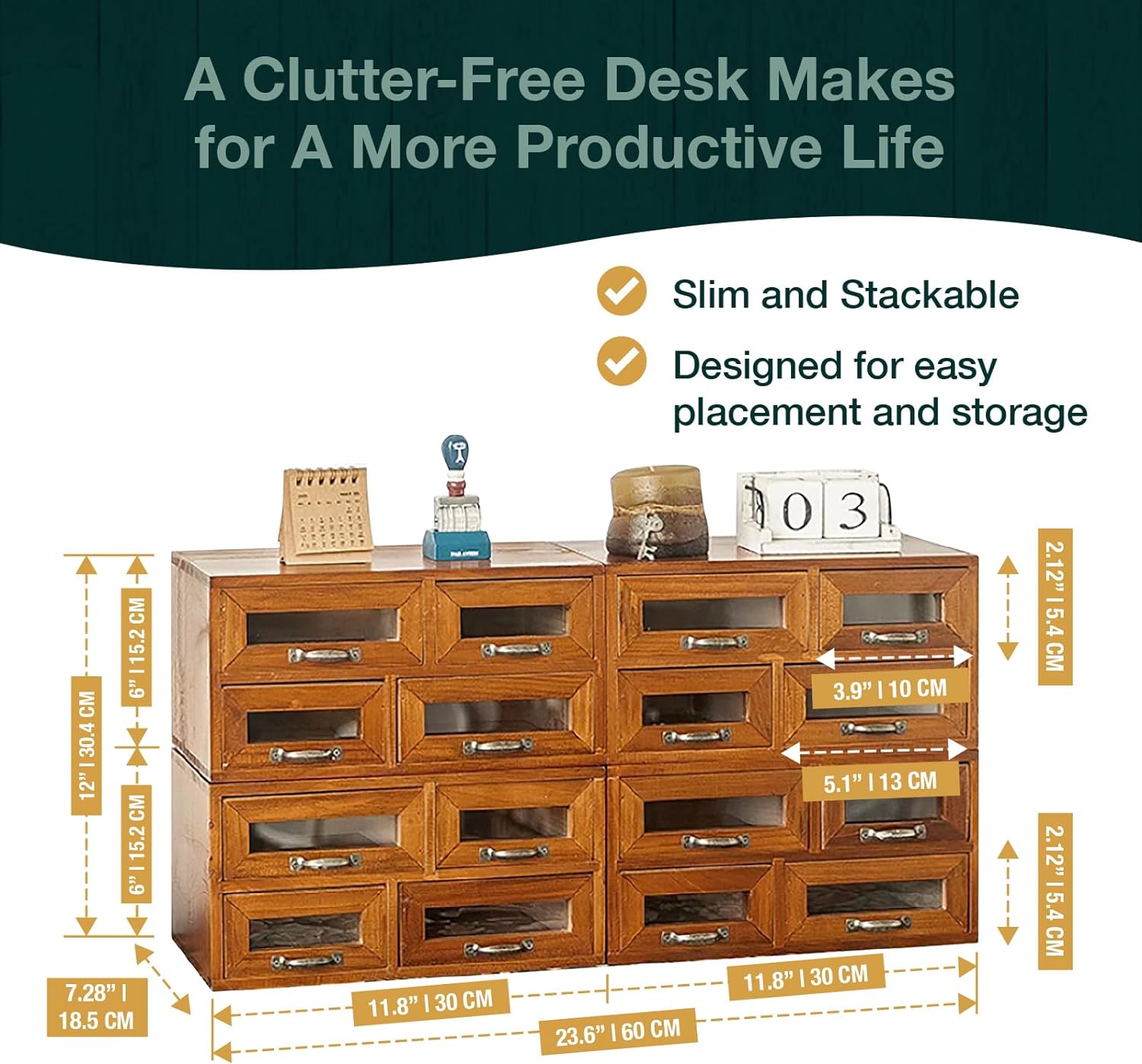 Load image into Gallery viewer, 16-Drawer Mahogany Wood Organizer: 4x4 Versatile Desktop Storage with Transparent Drawers for Office, Vanity &amp; Kitchen