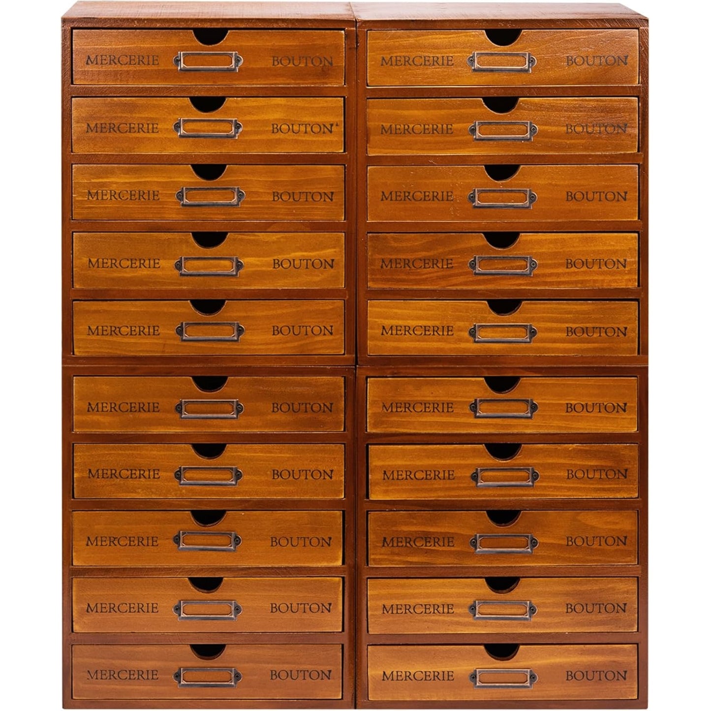 Set of 4 Vintage European-Style Countertop 5 Drawers Organizers with Label Holders - Fully Assembled