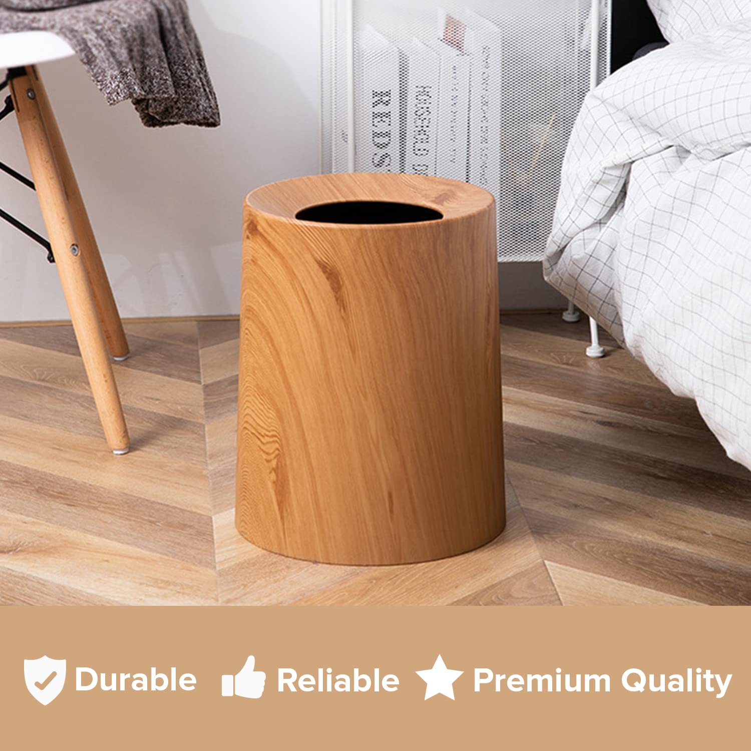 Load image into Gallery viewer, Anti Spill Wood Style Waste Basket 