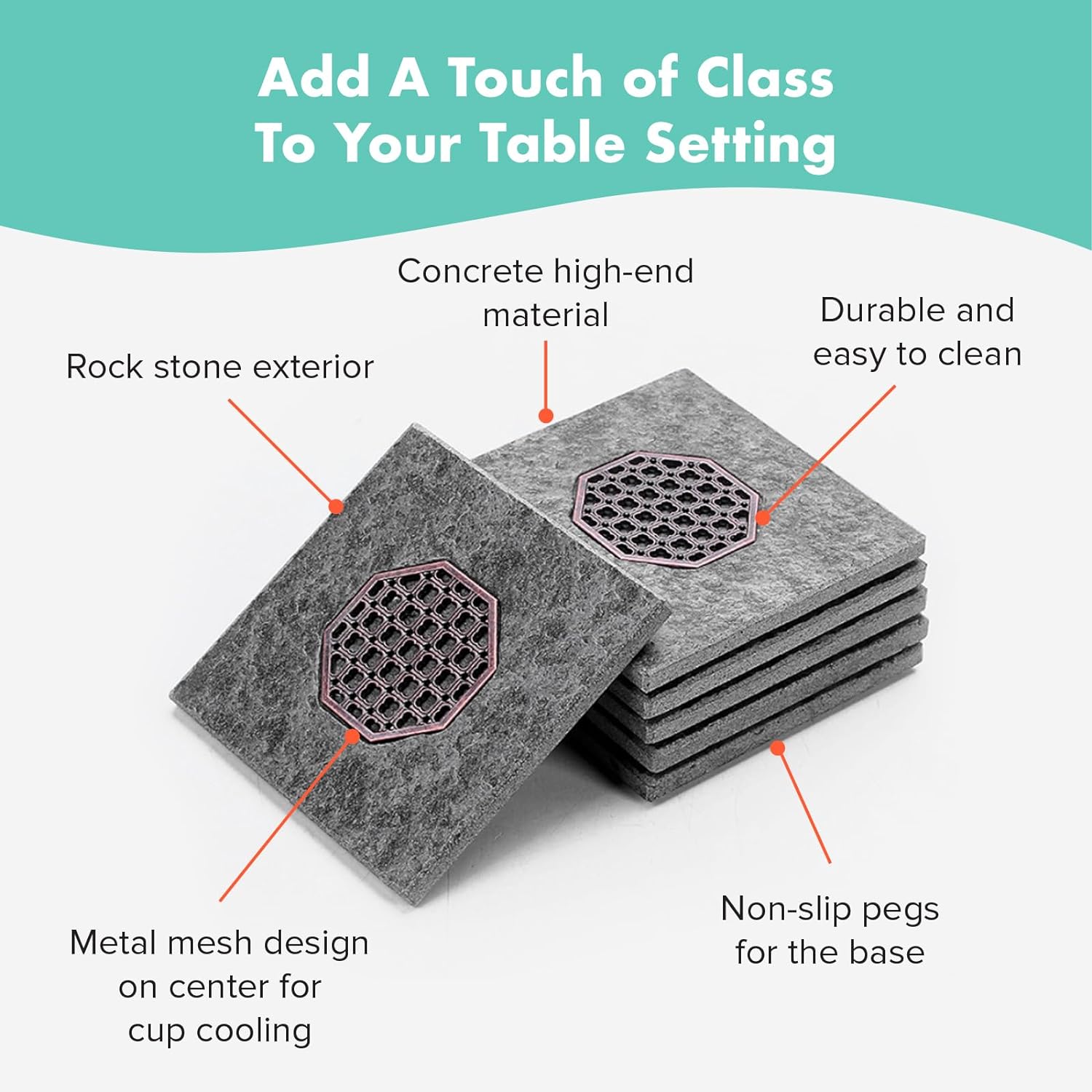 Load image into Gallery viewer, Greystone Boulder Square 3x3&#39;&#39; Stone Coasters Set of Stylish Concrete Rock Drink Coasters with Stand