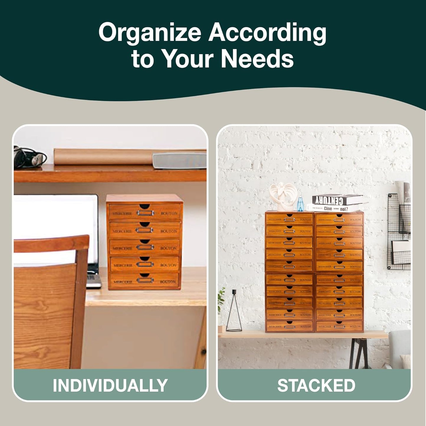 5 Drawers Organizers with Label Holders