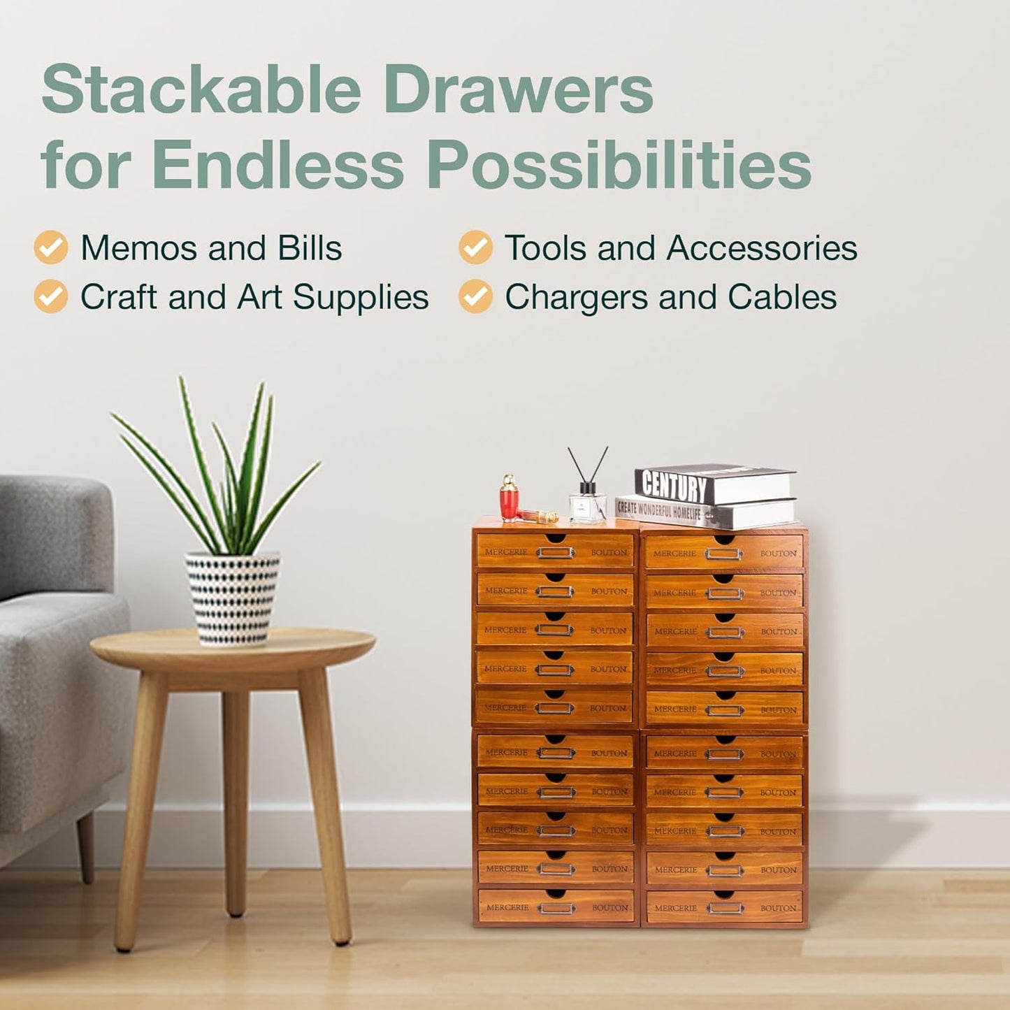 5 Drawers Organizers with Label Holders