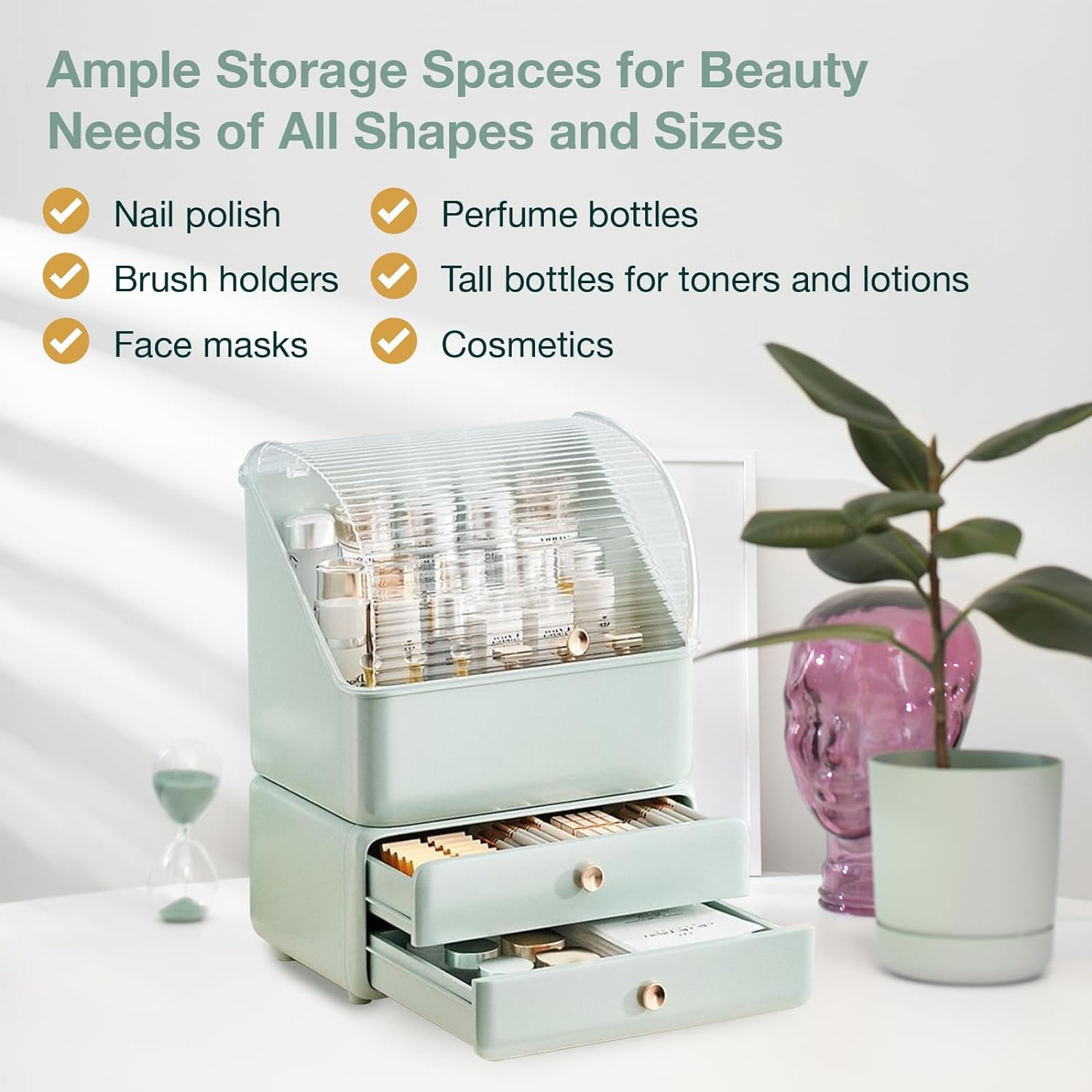 Load image into Gallery viewer, Aqua Green Skincare Caddy-2 Stackable Makeup Organizers 