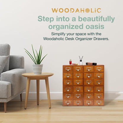 4-Pack Stackable Mahogany Card Catalog Drawers