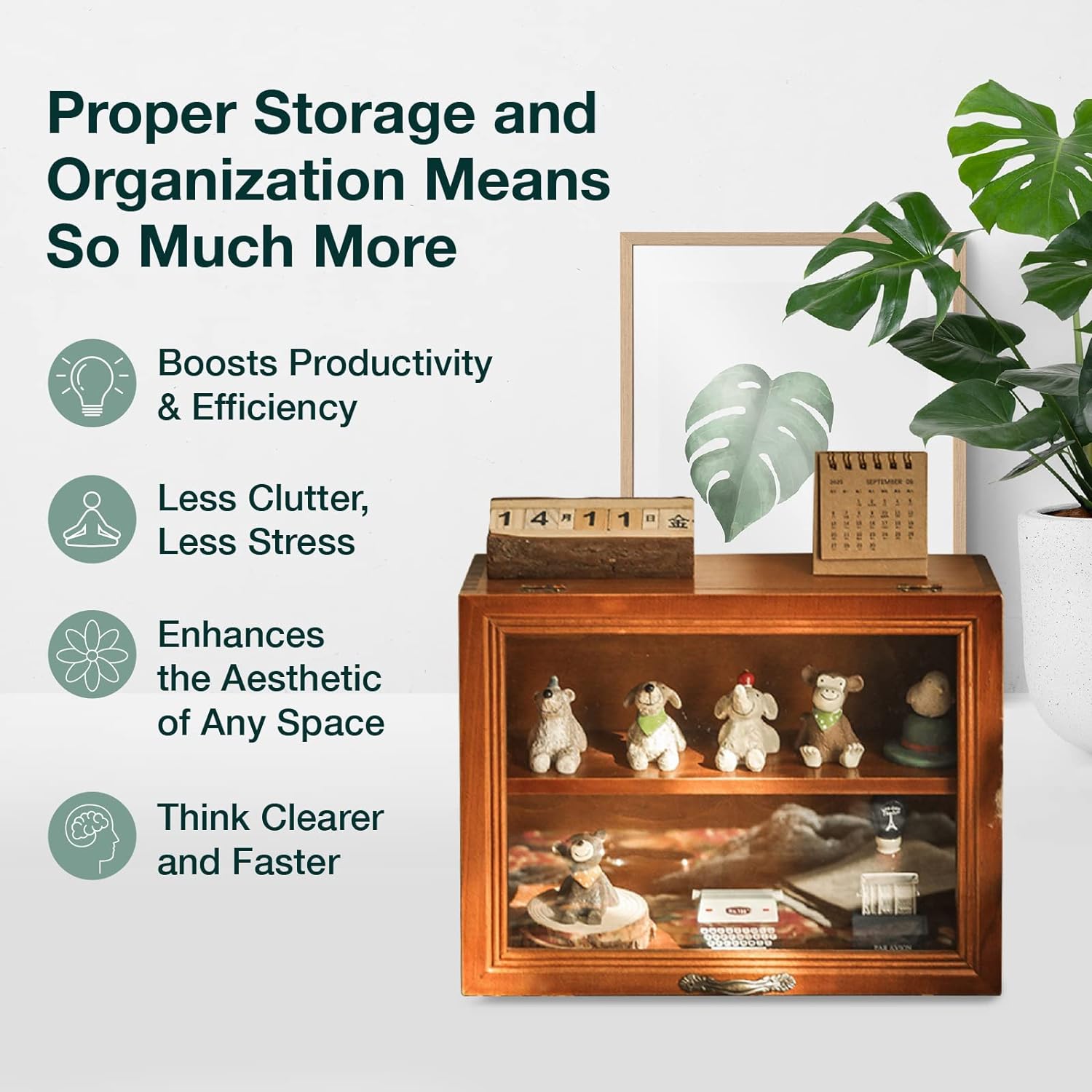 Load image into Gallery viewer, 2-Tier Mini Display Cabinet - Wooden Storage Display Organizer with Dust Free Glass Door