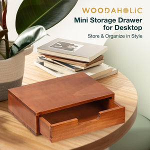 Single Drawer Desktop Storage Organizer in a Modern Wood Design-Countertop Organizer Drawer in Modern Mahogany Wood