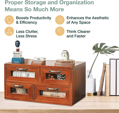 Store and Display Wooden Desk Top Organizer Cabinet