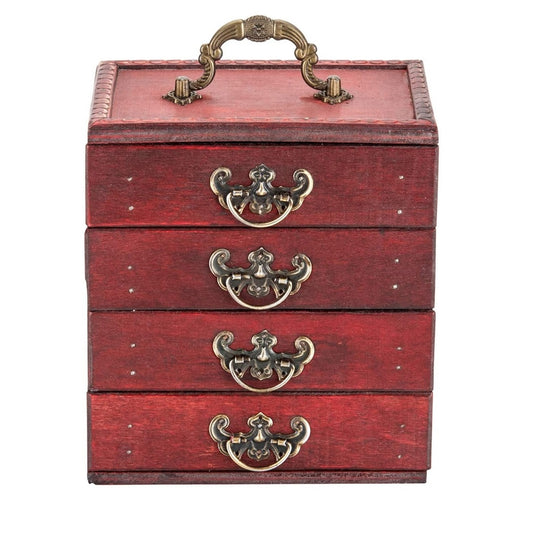 Victorian Rustic Storage Box Antique Wooden Box Organizer | 4-Drawer Traditional Decor Wood Box