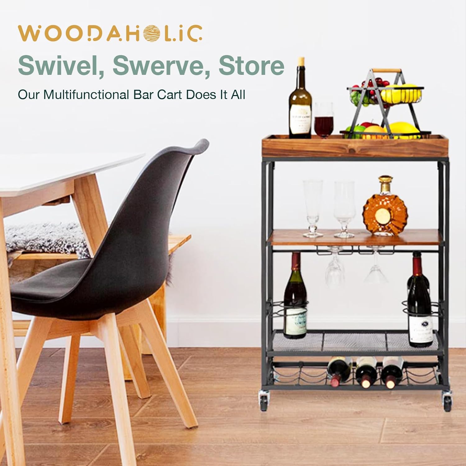 Load image into Gallery viewer, 3-Tier Vintage Bar Cart 