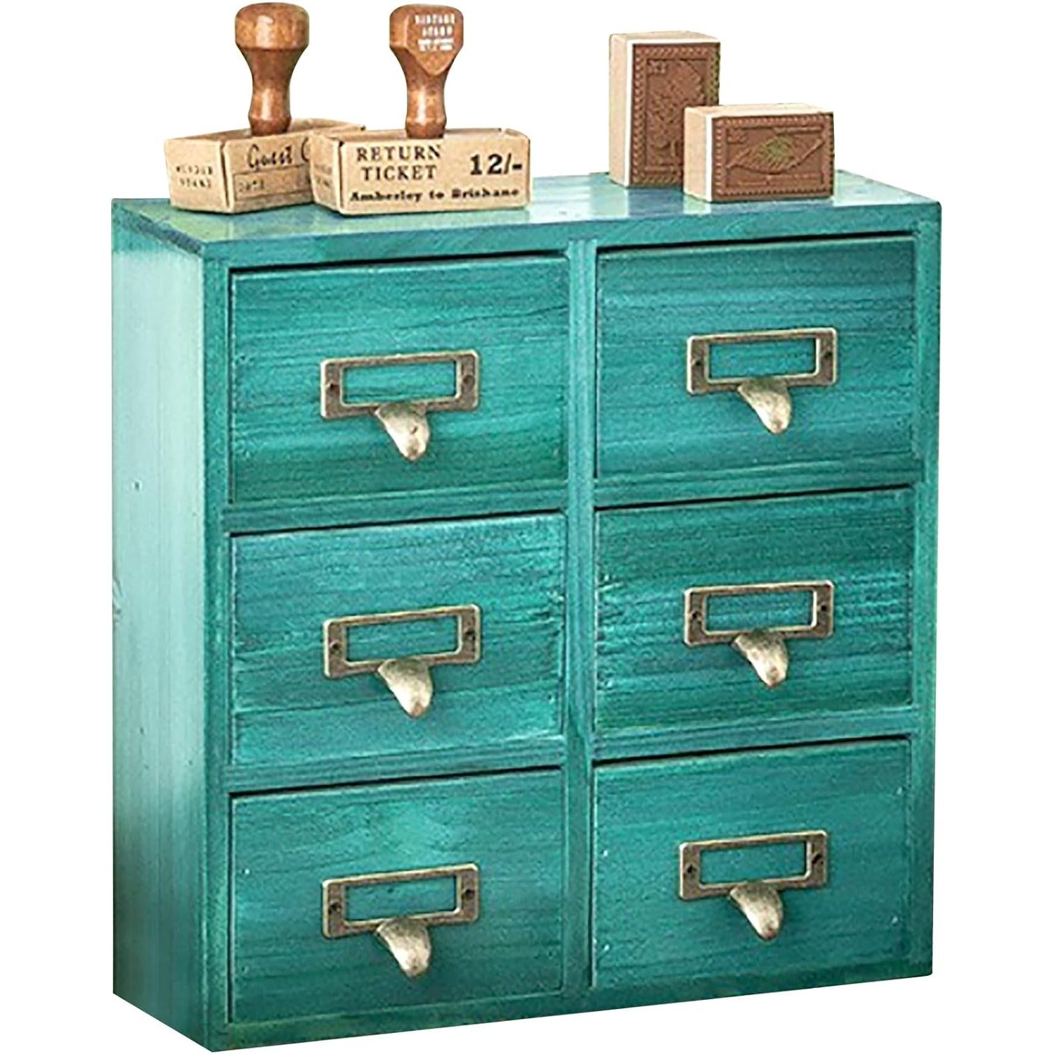 Vintage Card Catalog Drawers for Desktop - 6-Drawers Mini – Primo