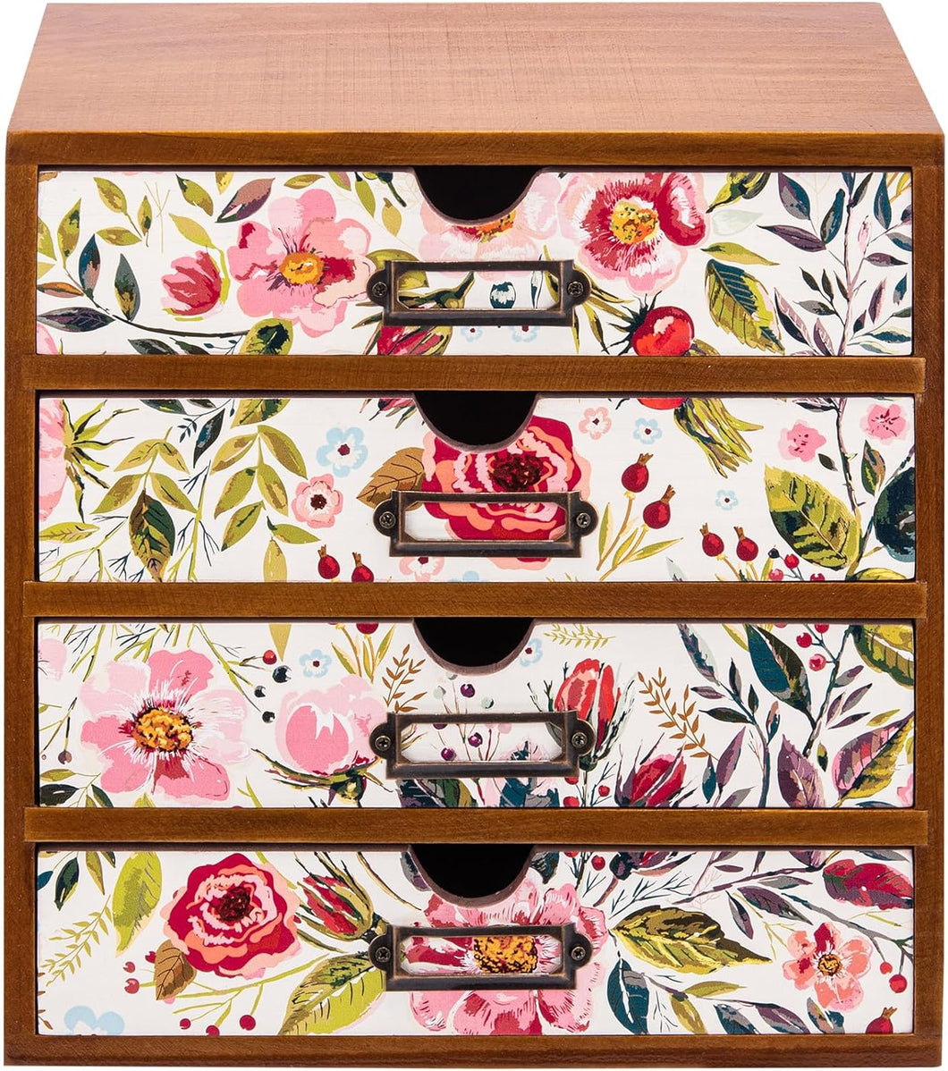 Vintage Floral 4-Drawer Desk Organizer