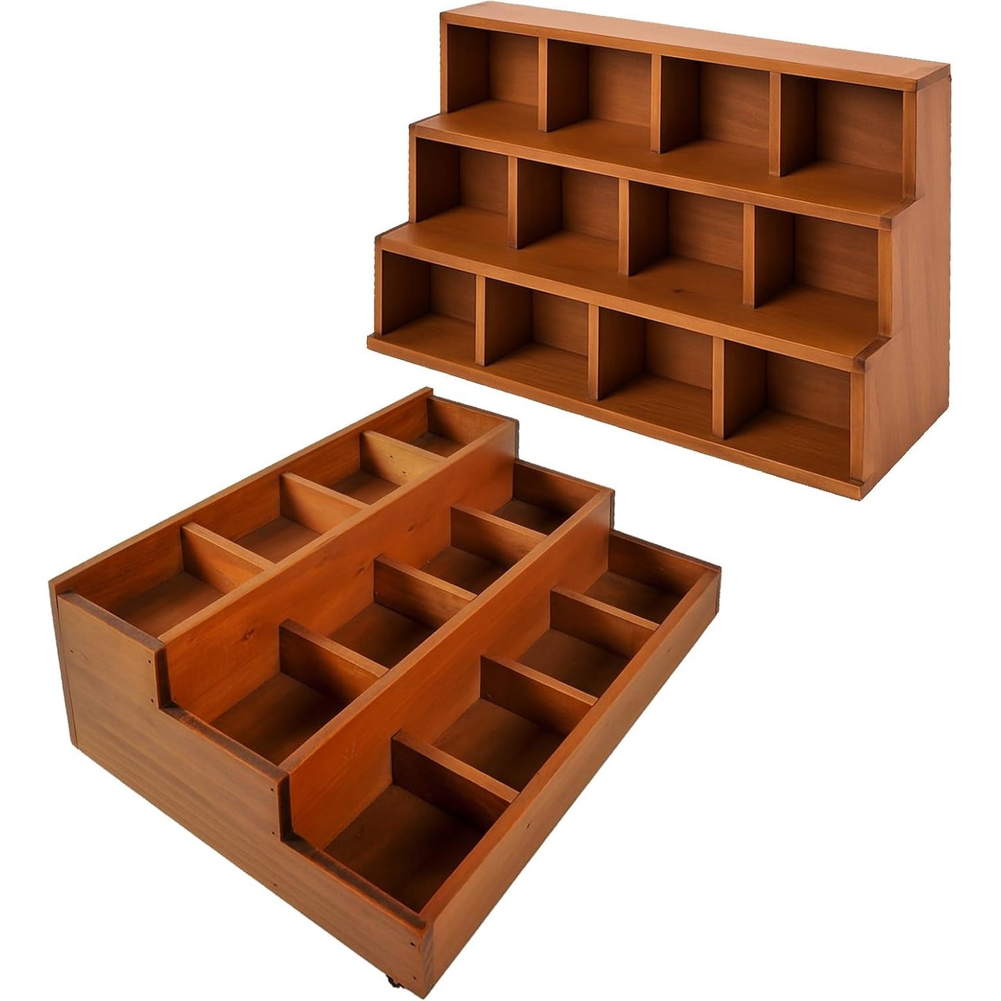 Wooden 3-Tier Display Riser Shelf – Stackable Desktop Organizer for Plants, Candles, Collectibles & Stationery