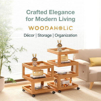 Premium Bamboo Rolling Cart – 4-Tier