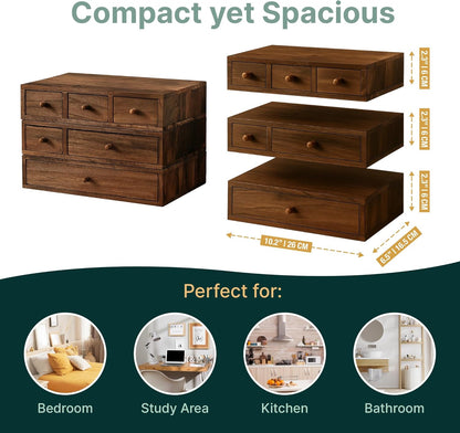 3-Piece Desktop Apothecary-Style Storage with 6 Drawers for Crafts, Sewing & Stationery