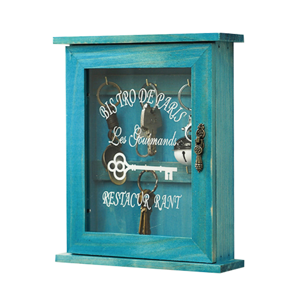 See Thru Display Vintage Wooden Key Holder with 6 Hooks