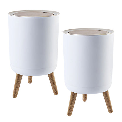 TRASHAHOLIC Modern White Designer Nordic Style Trash Can | Round Trash Bin w/ Legs