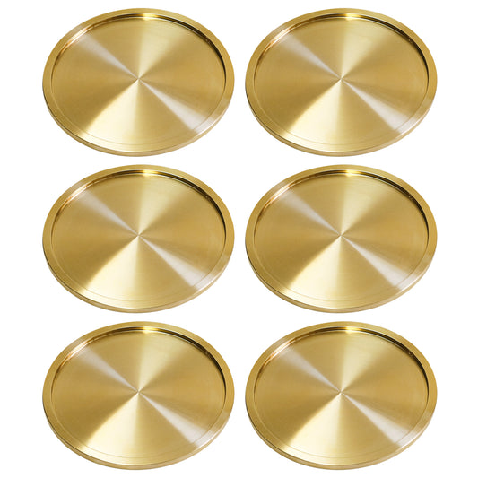 Brass Coasters for Drinks (6-Pack) | Classy MCM Style Coaster Set