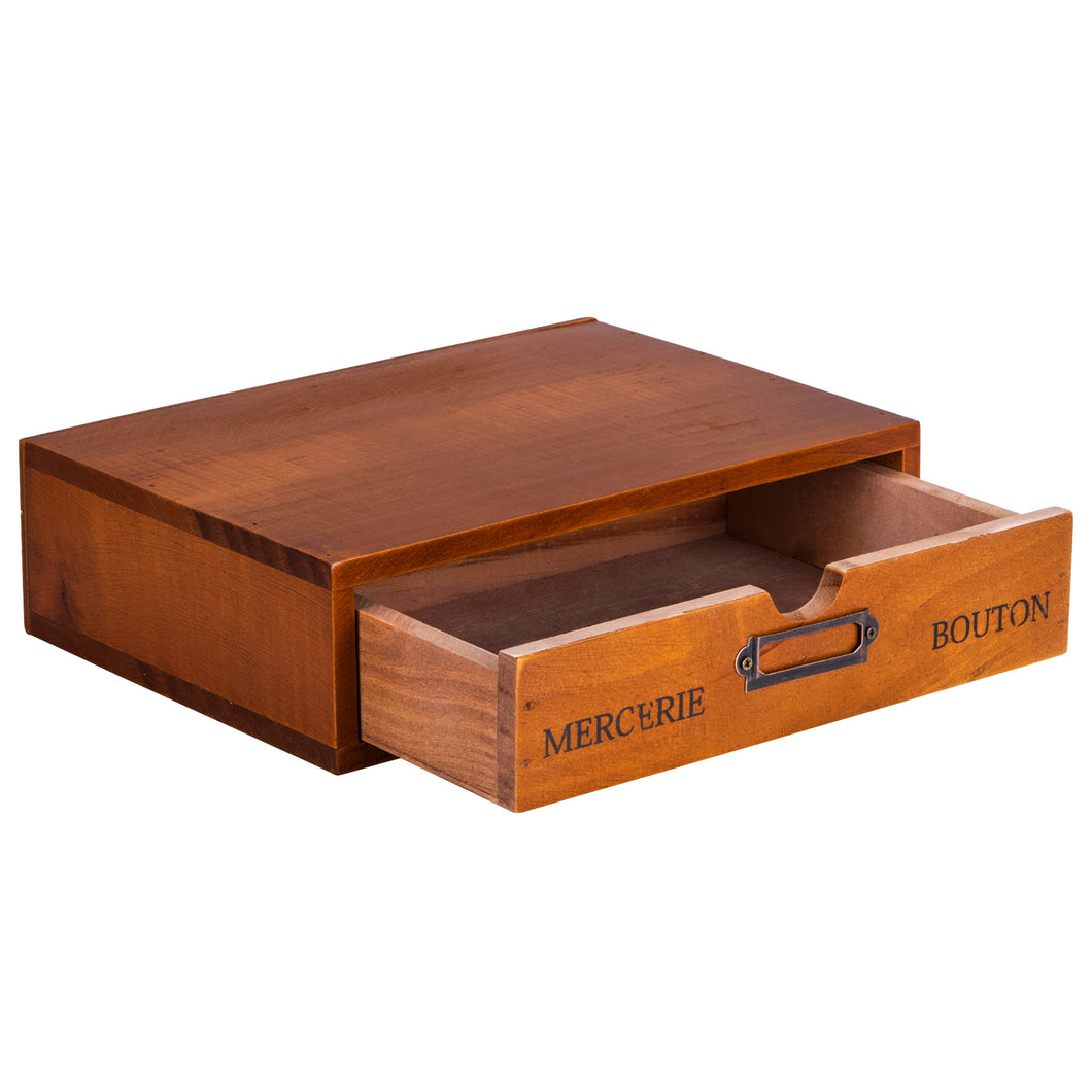 Stackable Vintage Wooden Storage Box | Multilevel Wood Table Top Desk Drawer Organizer