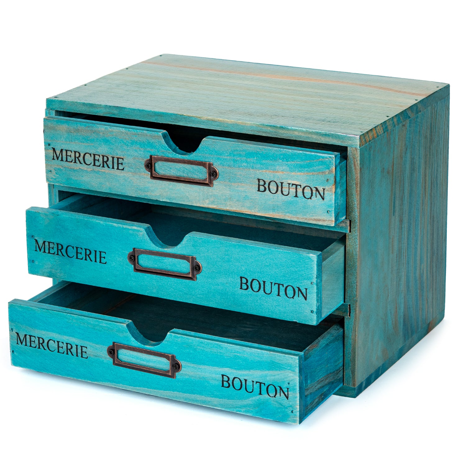 5x Desktop Full Set Storage Drawer | Mix and Match Wood Organizer Table Top  Cabinet Teal