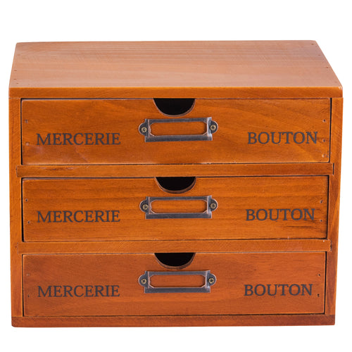 3-Drawer Stackable Vintage Wooden Storage Box | Retro European Table Top Desk Organizer
