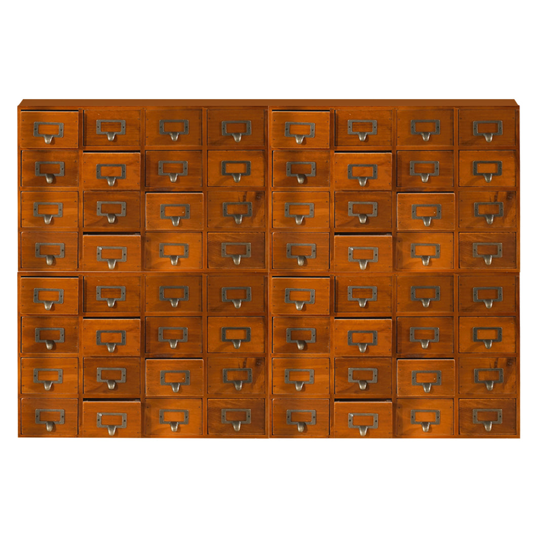 64-Drawer Wooden Chest of Drawers Storage Box | Traditional Apothecary Cabinet in Walnut Wood