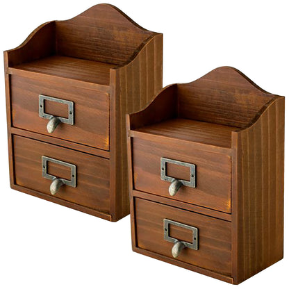 2-Drawer Mini Multi-level Desktop Storage Shelf | Small Tabletop Chest Drawers for Storage