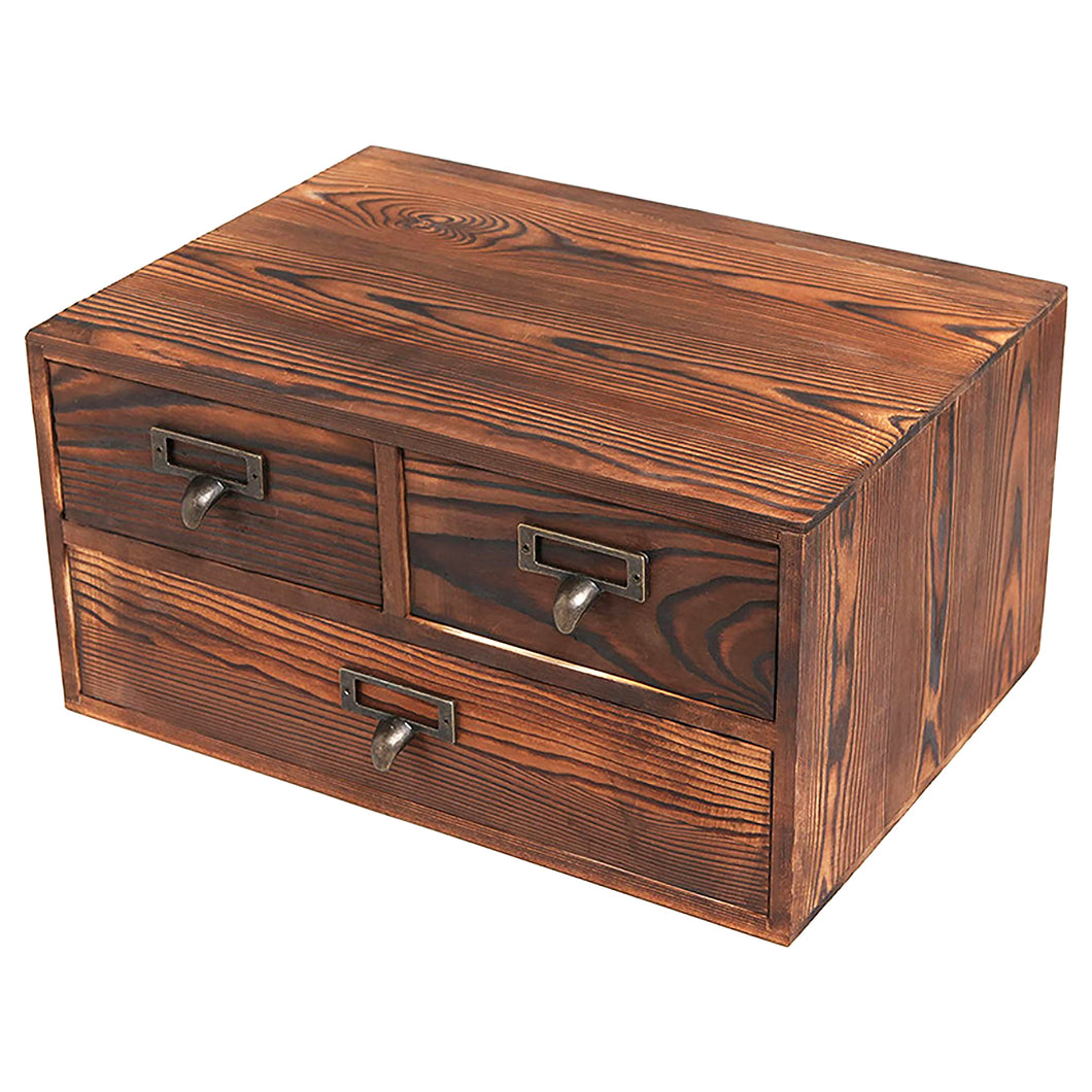 Stackable Vintage Desktop Label Handle Chest Drawers | Solid Wood Medicine Cabinet for Tabletop