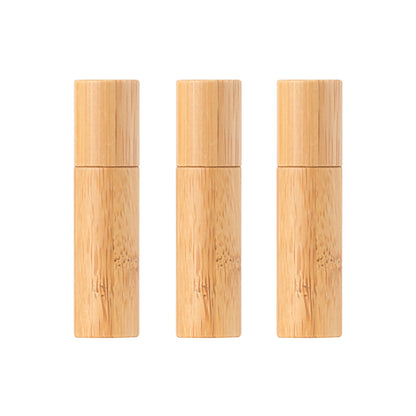 Bamboo Travel Oil Bug Spray Refillable Roll On Bottles | Natural Designer Look I Value 3 Pack