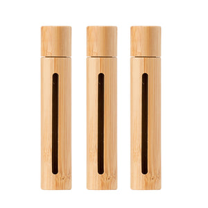 Bamboo Travel Oil Bug Spray Refillable Roll On Bottles | Natural Designer Look I Value 3 Pack