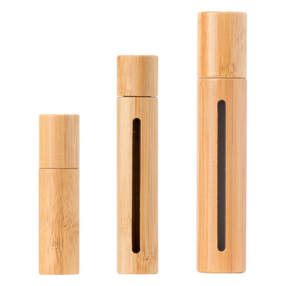 Bamboo Travel Oil Bug Spray Refillable Roll On Bottles | Natural Designer Look I Value 3 Pack