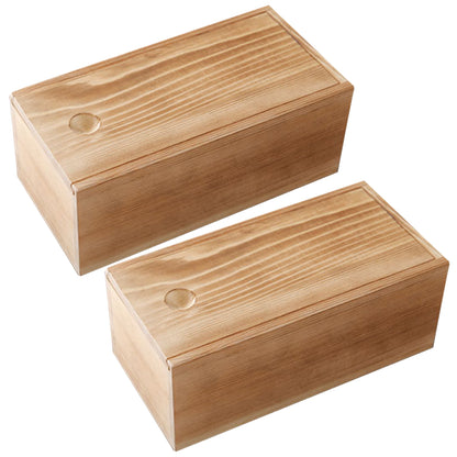 Natural Pine Wooden Box | Wood Storage Container with Sliding Lid