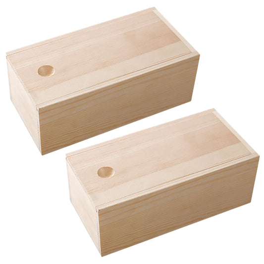 Natural Pine Wooden Box | Wood Storage Container with Sliding Lid