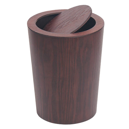 TRASHAHOLIC - Solid Wood Made Modern Round Trash Can with Lid | Swing Top Trash Can