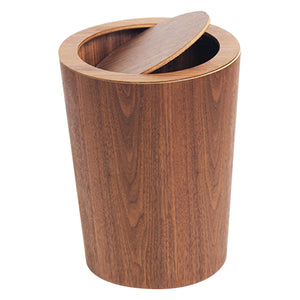 TRASHAHOLIC - Solid Wood Made Modern Round Trash Can with Lid | Swing Top Trash Can