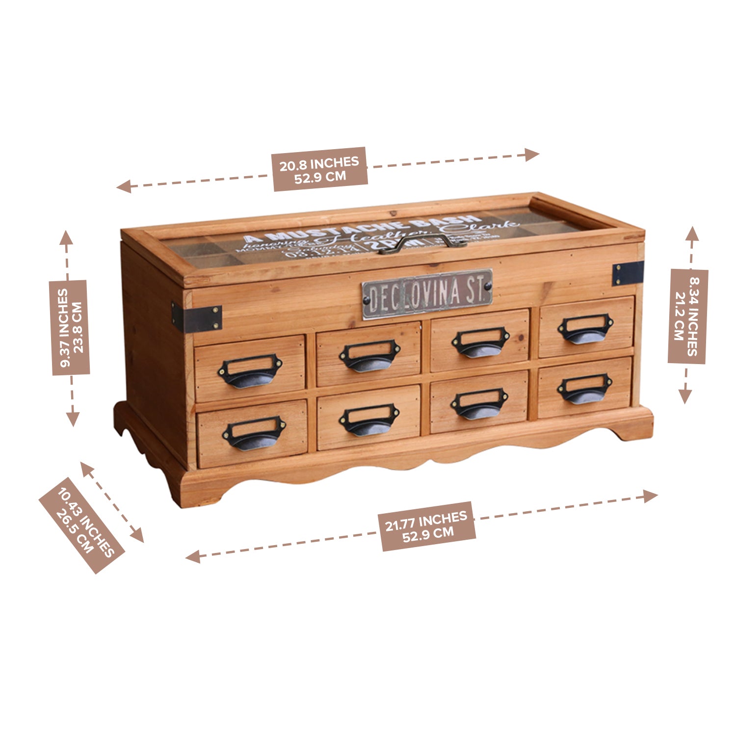 8-Drawer Wooden Cabinet  Chest of Drawers w/ Top Glass Display High E –  Primo Supply l Curated Problem Solving Products