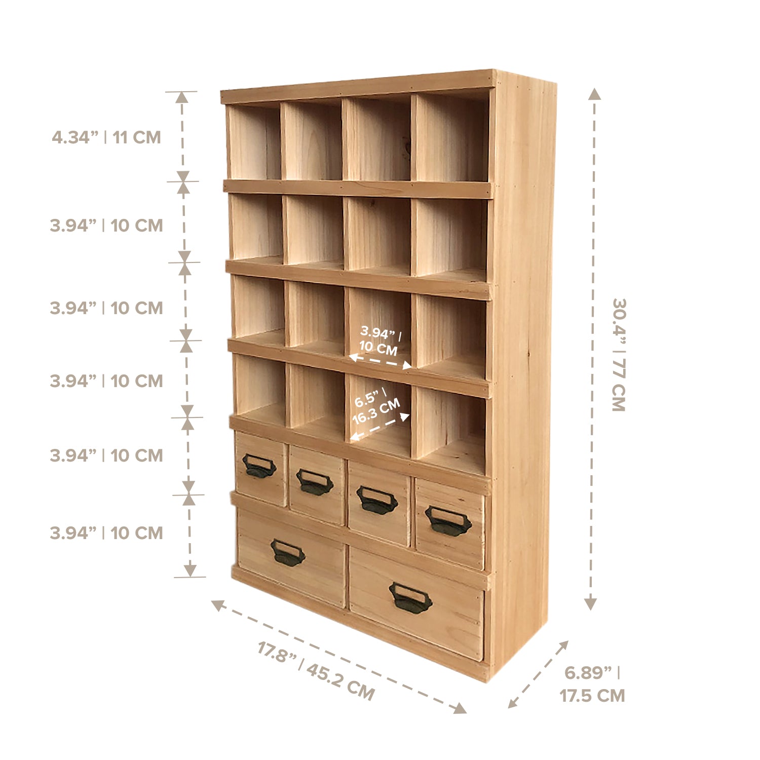 Load image into Gallery viewer, Chest Of Drawers Wood Cubby Cabinet | 12-Slot Wood Shelf w/ 6 Drawers Mailroom Card Organizer