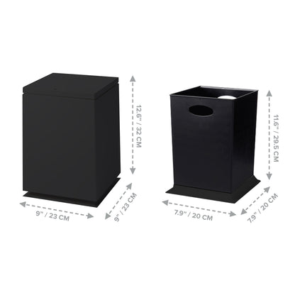 1.85 Gallon Square Shape Black Trash Bin | Pop Open Minimalist Trash Can with Dog-proof Lid