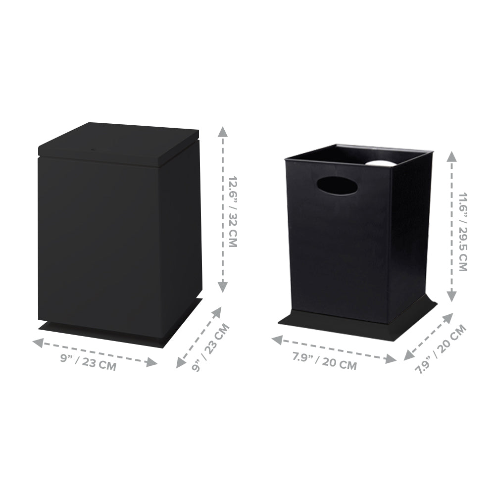 Load image into Gallery viewer, 1.85 Gallon Square Shape Black Trash Bin | Pop Open Minimalist Trash Can with Dog-proof Lid