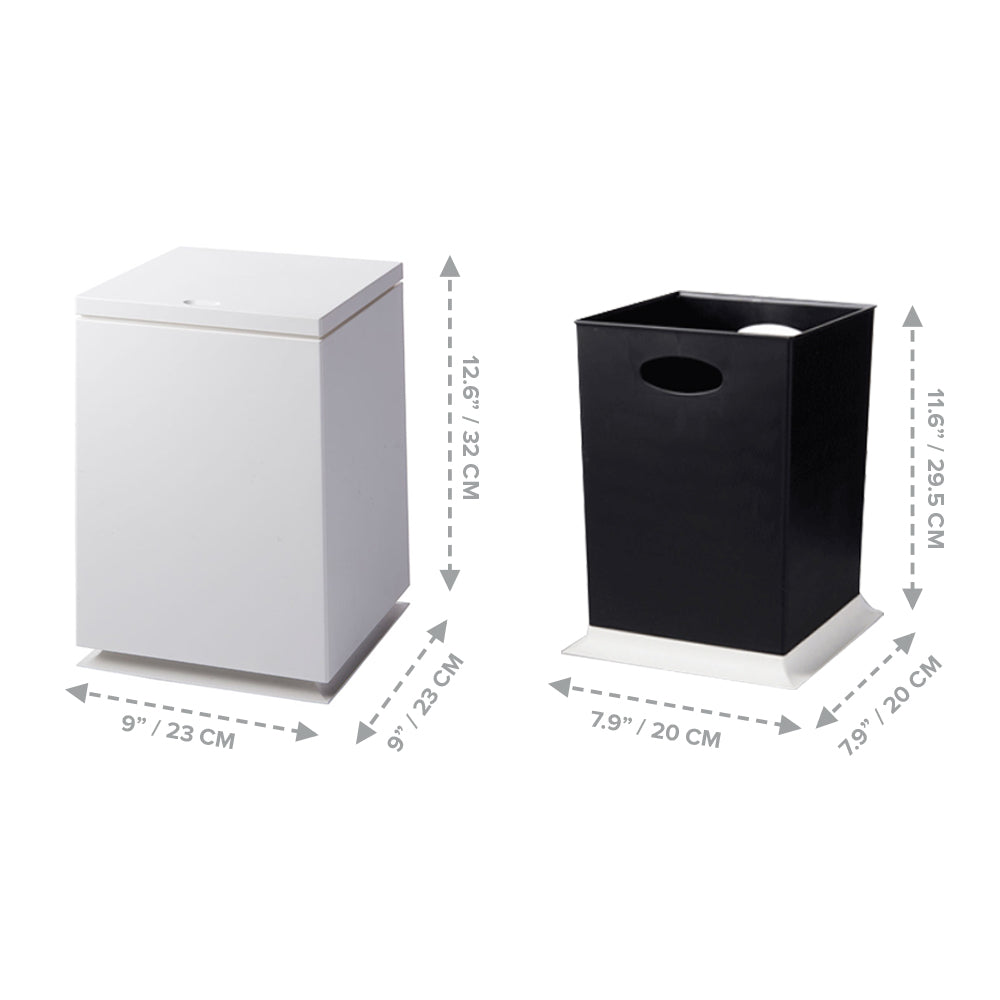 1.85 Gallon White MCM Garbage Can Bin | Square Trash Can with Removable Liner Bucket