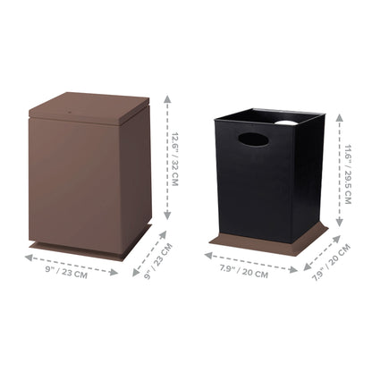 1.85 Gallon Chocolate Brown Square-Shaped Trash Bin | Push Top Kitchen Garbage Can