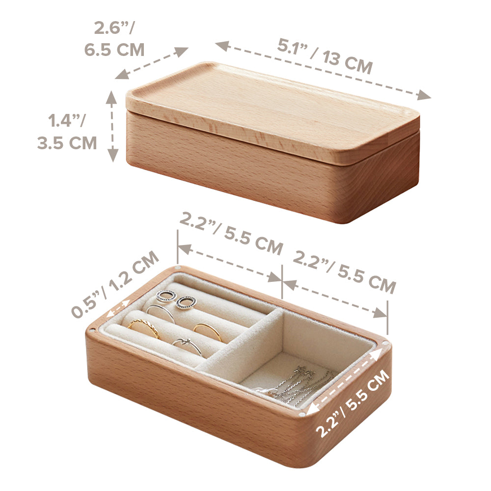 Load image into Gallery viewer, Mini Wooden Jewelry Box | Storage Box with Ring Holder, Earring Organizer Extra Compartment