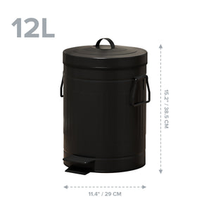 Retro Classic Tin Look Trash Can with Tight Dog-proof Lid I Pop Top With Handles and Liner Inside