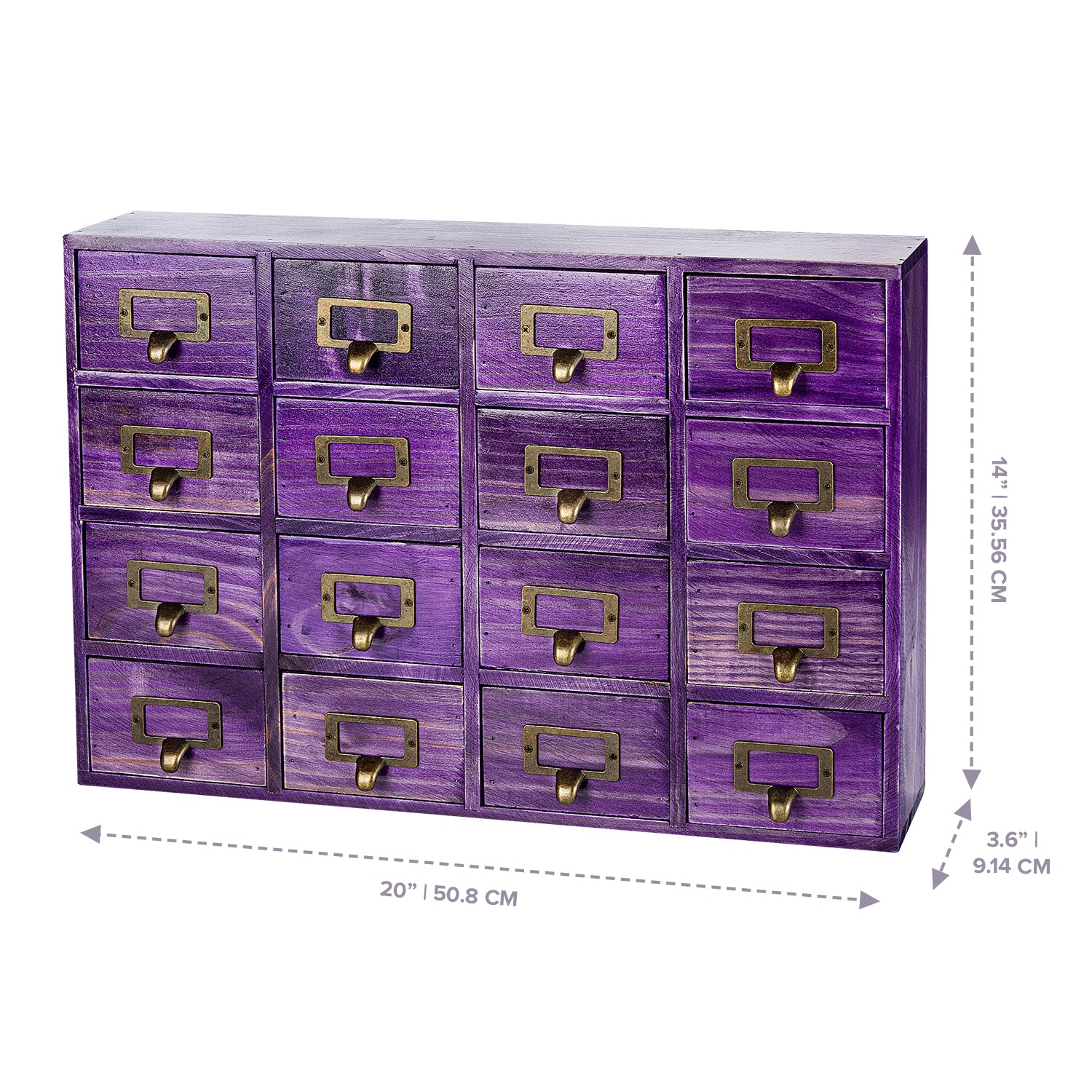 Load image into Gallery viewer, Purple 16 Apothecary Wood Drawer Cabinet Unit | Slim 4-Level Desk Desktop Wall Organizer