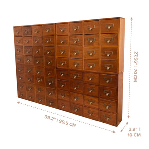 64-Drawer Wooden Chest of Drawers Storage Box | Traditional Apothecary Cabinet in Walnut Wood
