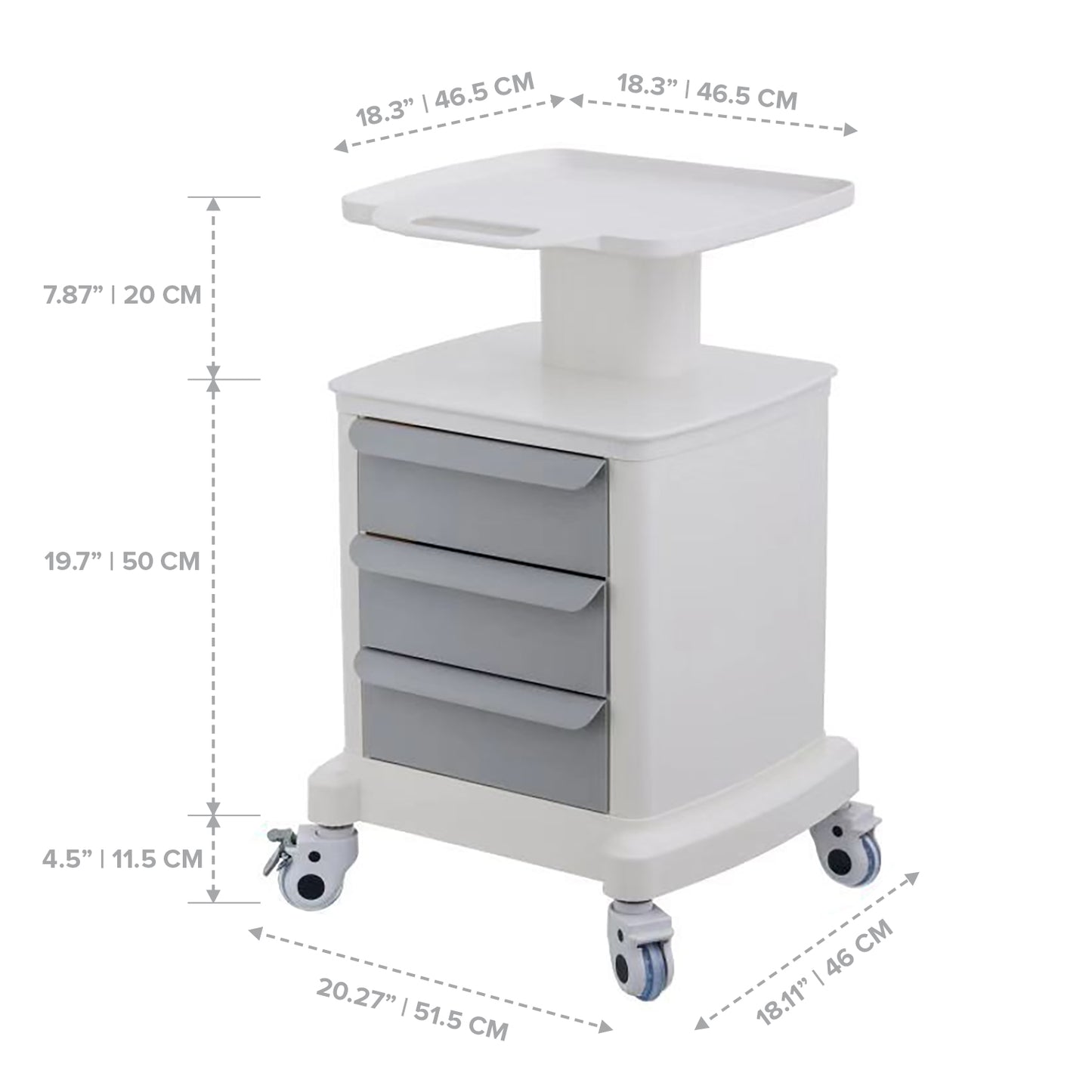 Medical Office Clinic Use Utility Cart with Wheels | Beauty Dental Trolley Lab Salon Industrial Grade Cart