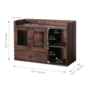 Coffee Tea Spice Station Kitchen Organizer Cabinet | Wood Desk Table Top Pantry Storage